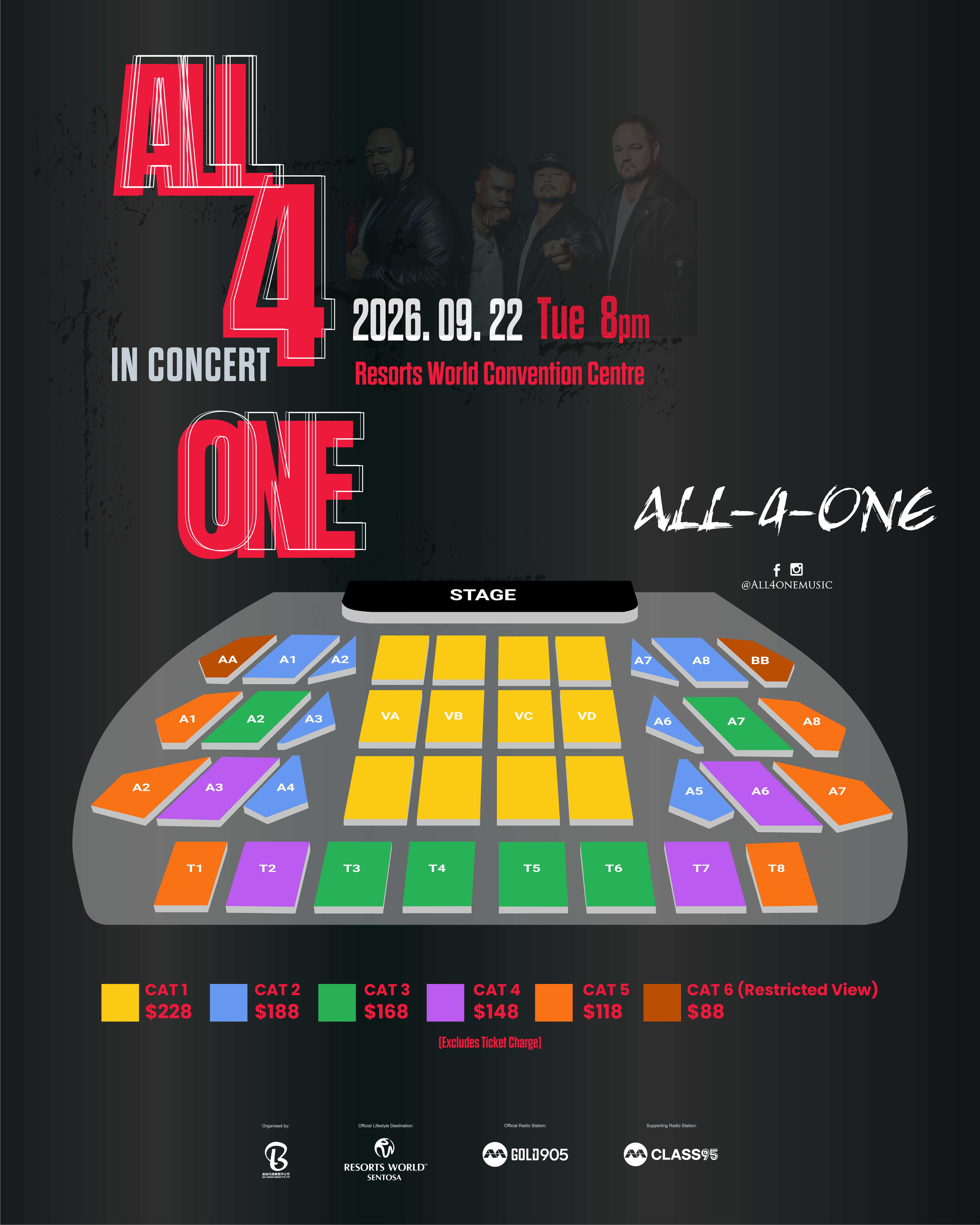 All-4-One 2026 In Concert Singapore Complete Guide | Tickets, Seating, Transport, Hotels, Local Food, Setlist & Weather, Entry Tips - Seating Chart All-4-One 2026 In Concert Singapore Complete Guide | Tickets, Seating, Transport, Hotels, Local Food, Setlist & Weather, Entry Tips - Seating Chart